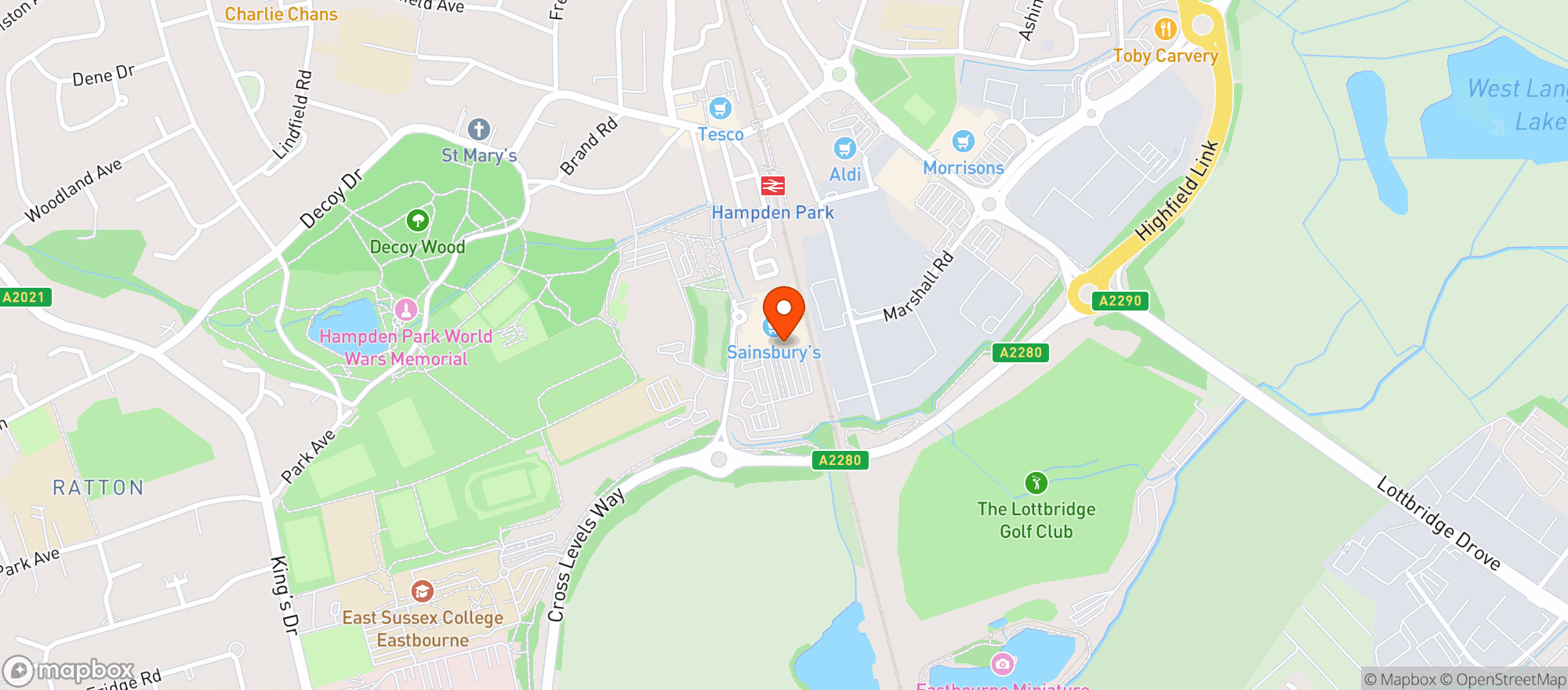 Map showing Sainsburys Hampden Park