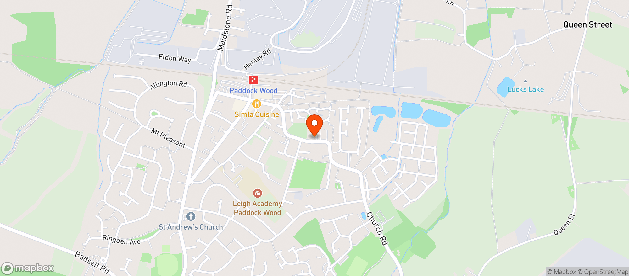 Map showing Waitrose Paddock Wood