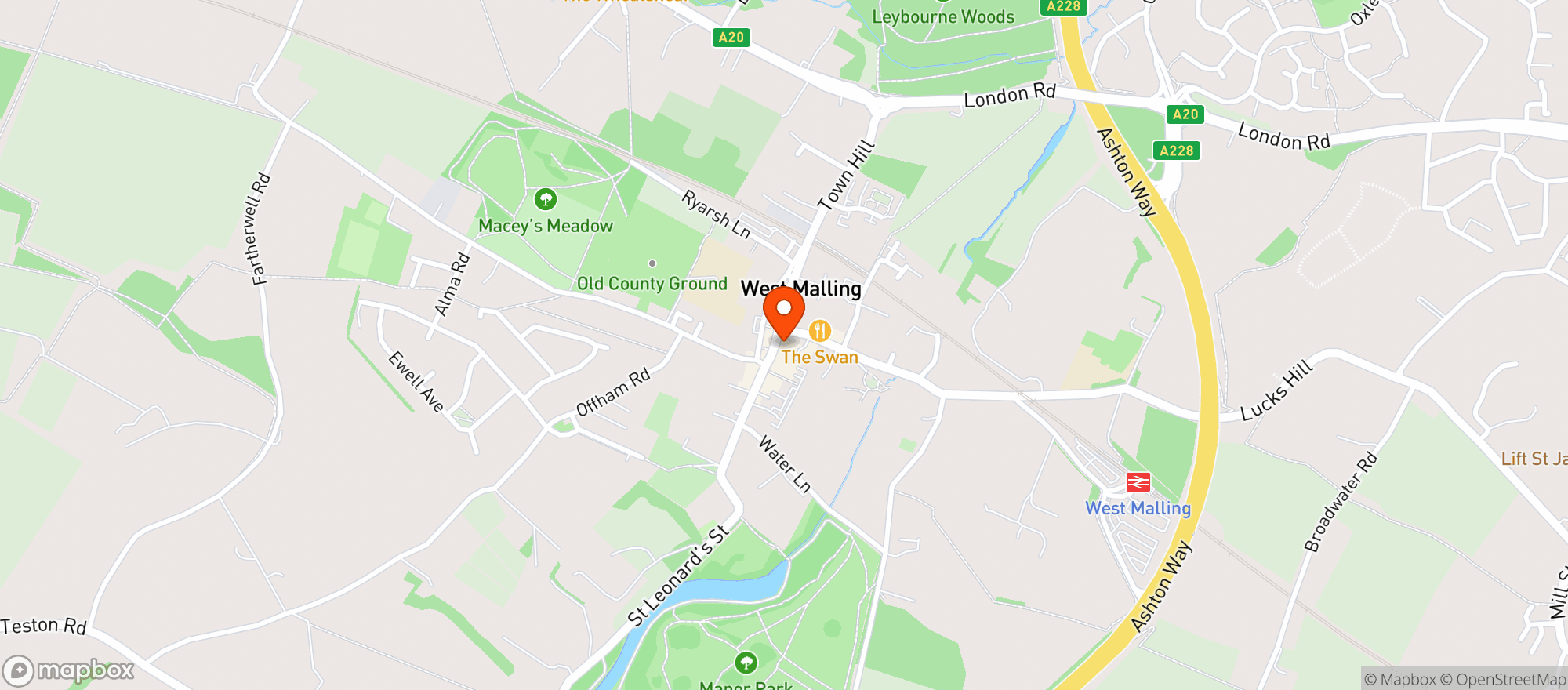 Map showing The Hungry Guest - West Malling