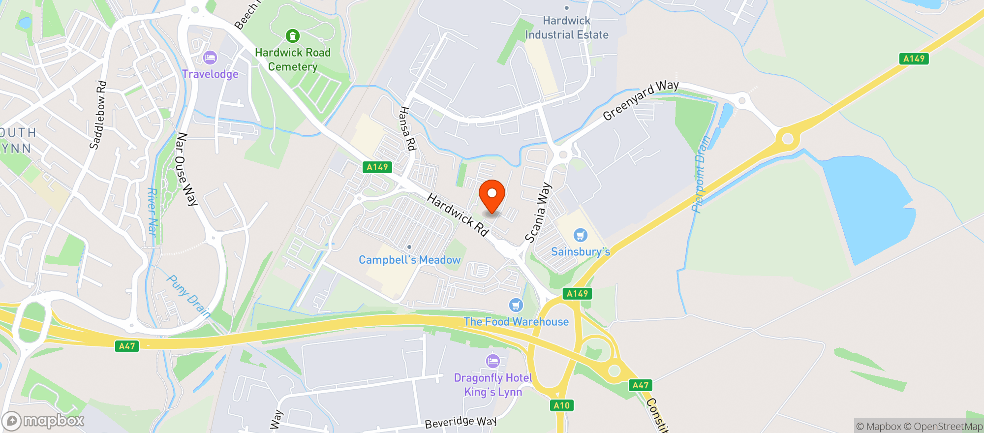 Map showing Majestic Kings Lynn