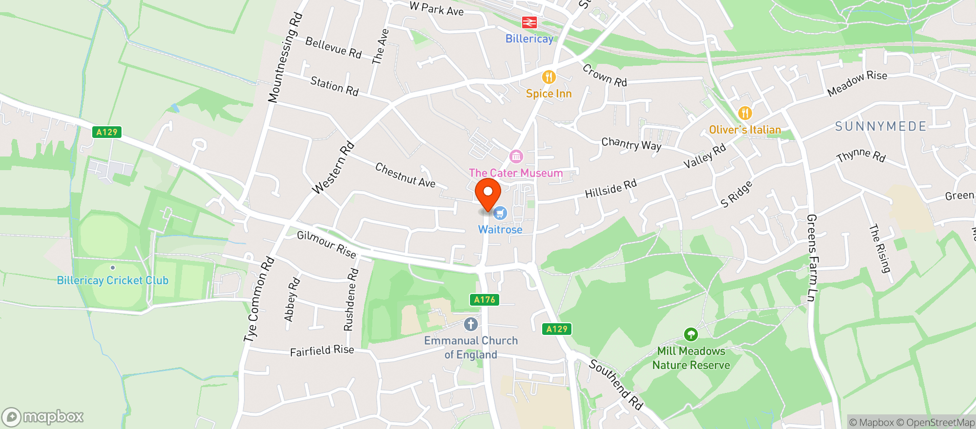 Map showing Waitrose Billericay