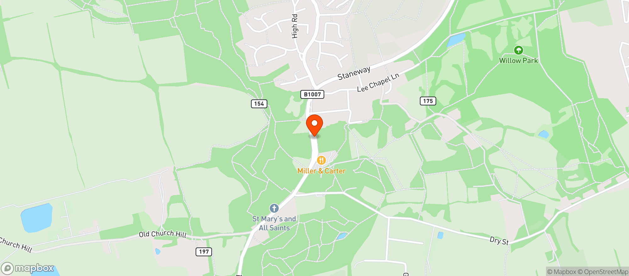 Map showing Miller & Carter - Langdon Hills