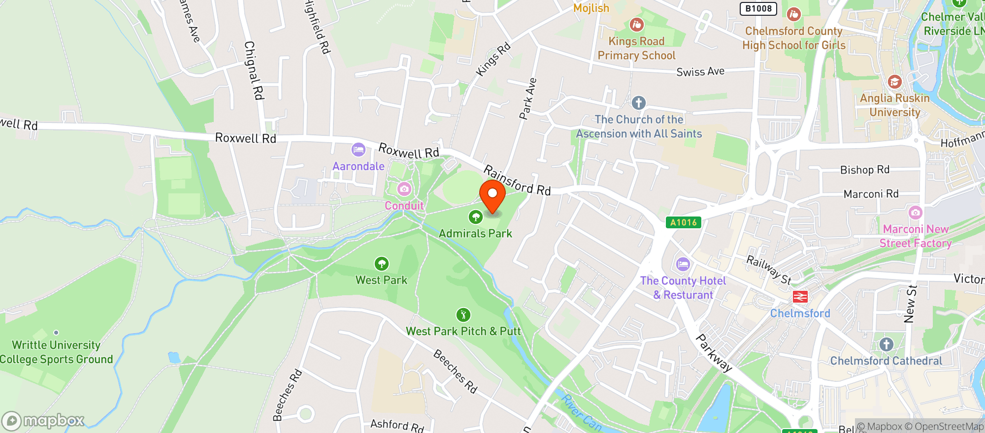 Map showing Chelmsford Camra Summer Beer & Cider Festival