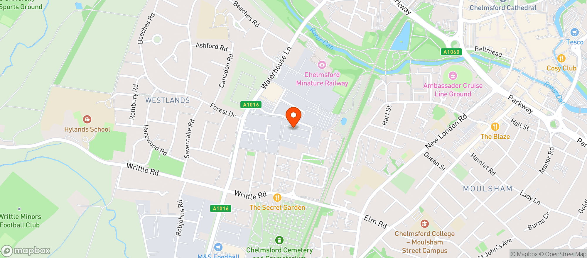 Map showing Essex Spirits Company