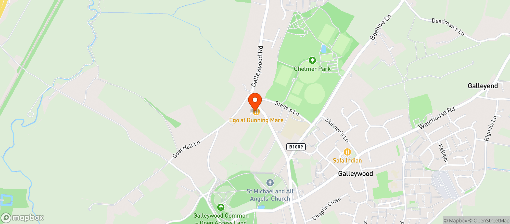 Map showing The Running Mare
