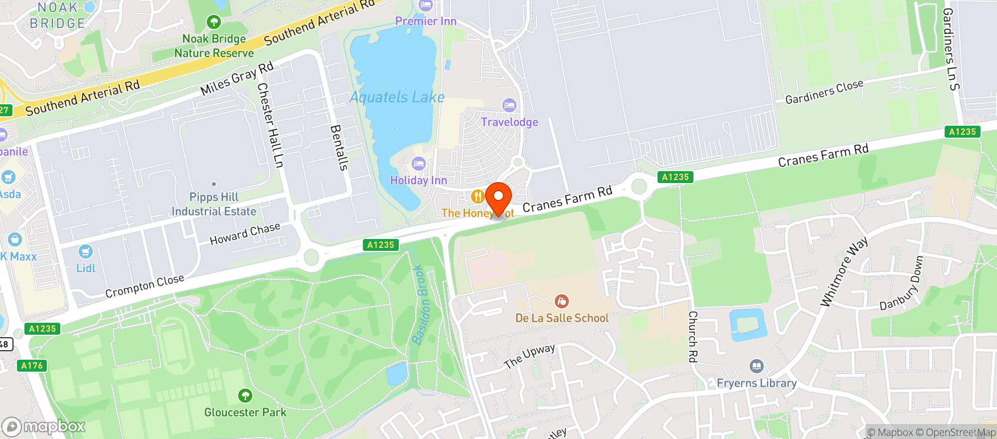 Map showing Harvester - Honey Pot
