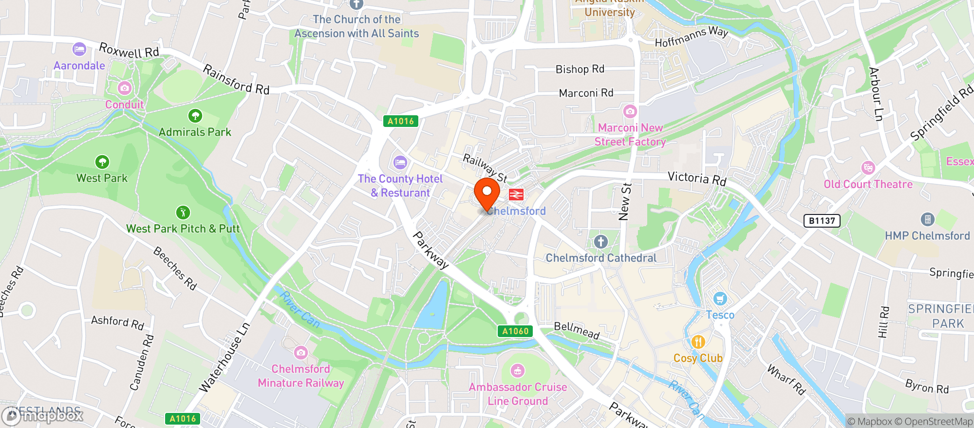 Map showing Hot Box Live Events