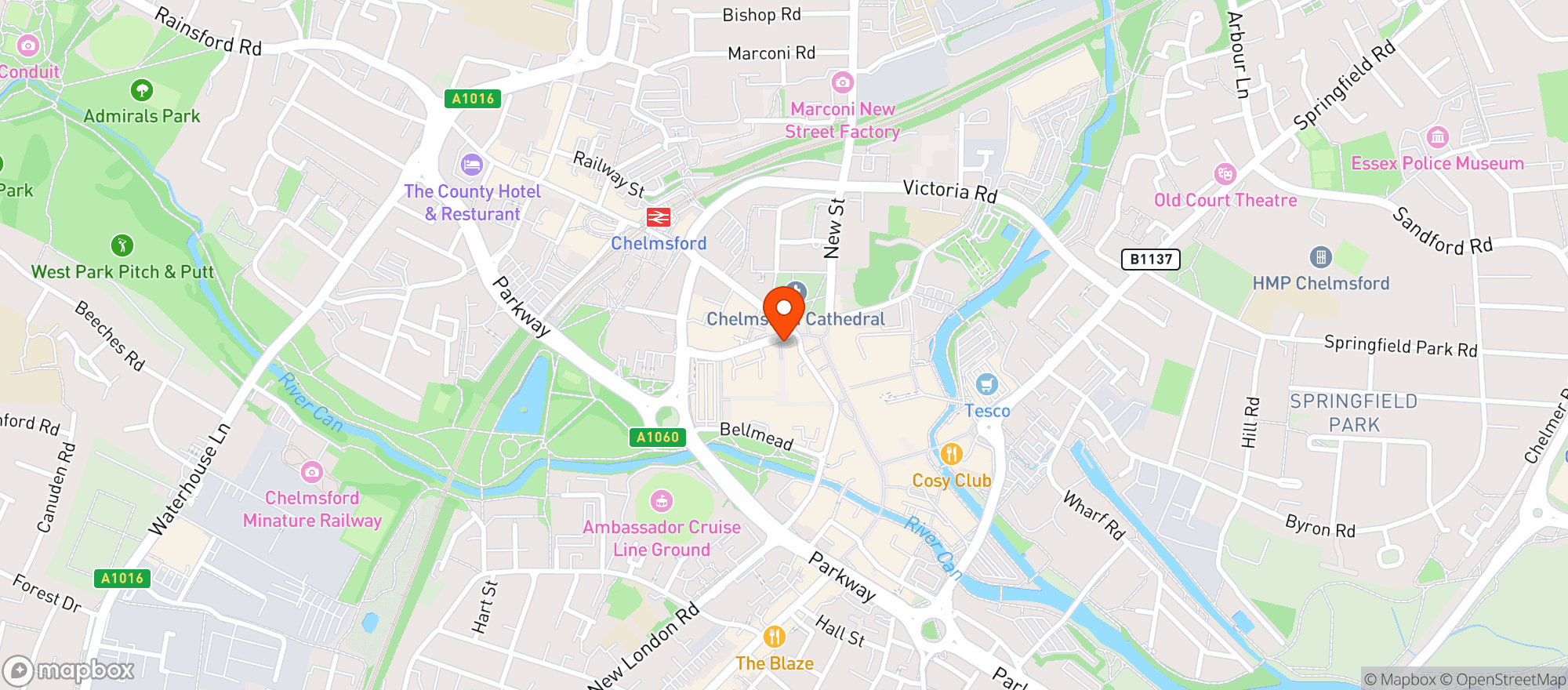 Map showing Turtle Bay Chelmsford