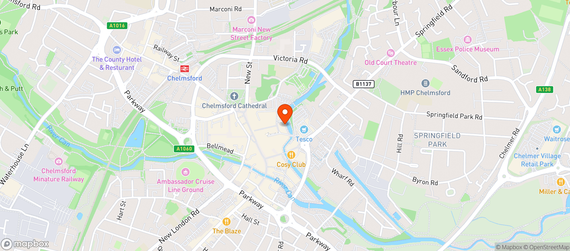 Map showing Mowgli Street Food Chelmsford