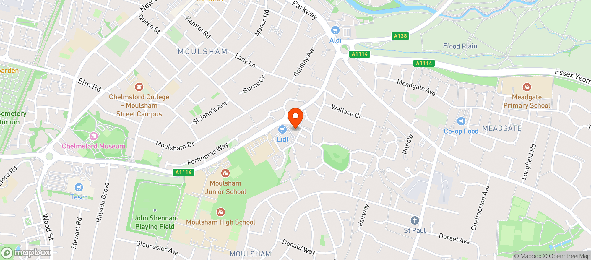 Map showing Queen B