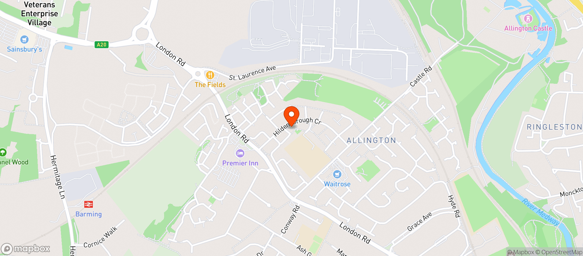 Map showing Waitrose Allington Park