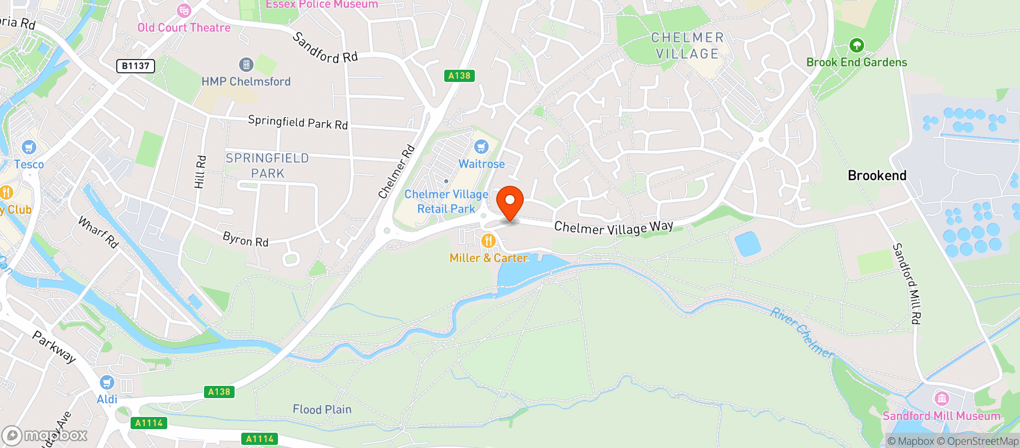 Map showing Miller & Carter - Chelmsford