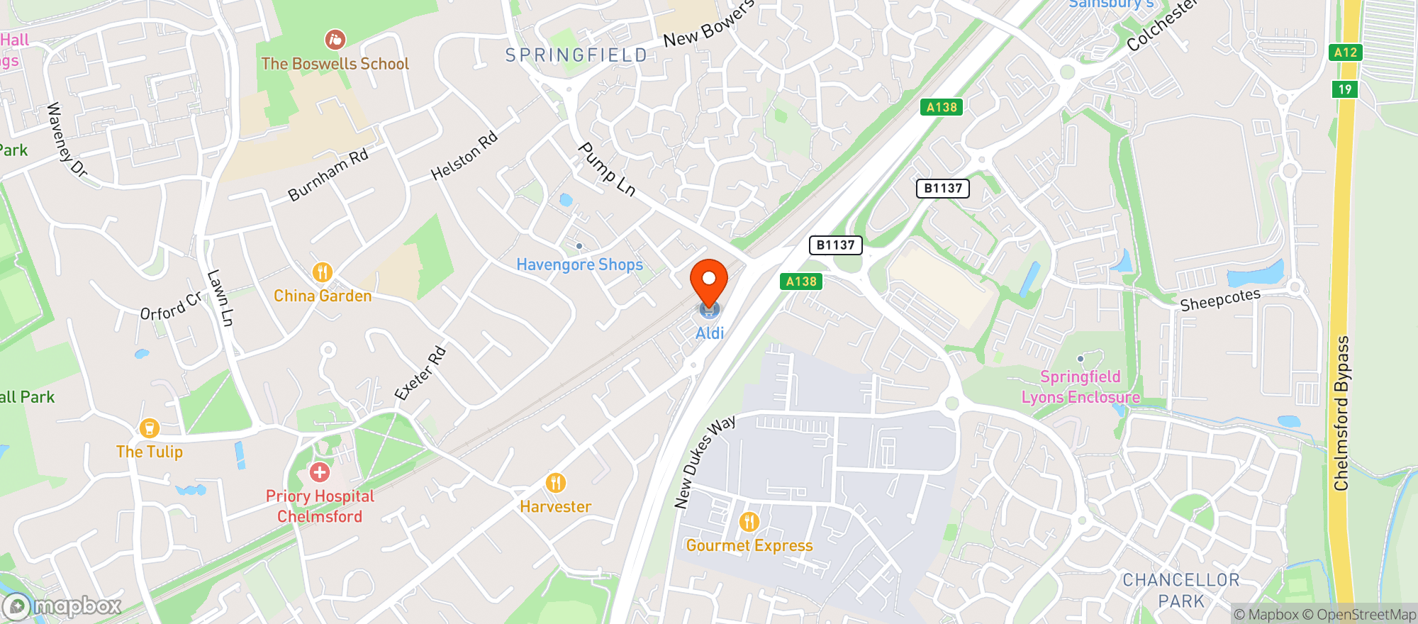 Map showing Aldi