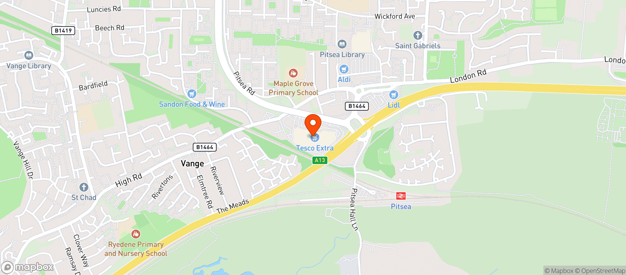 Map showing Tesco