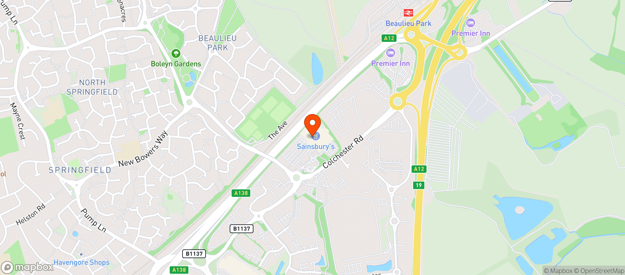 Map showing Sainsbury's