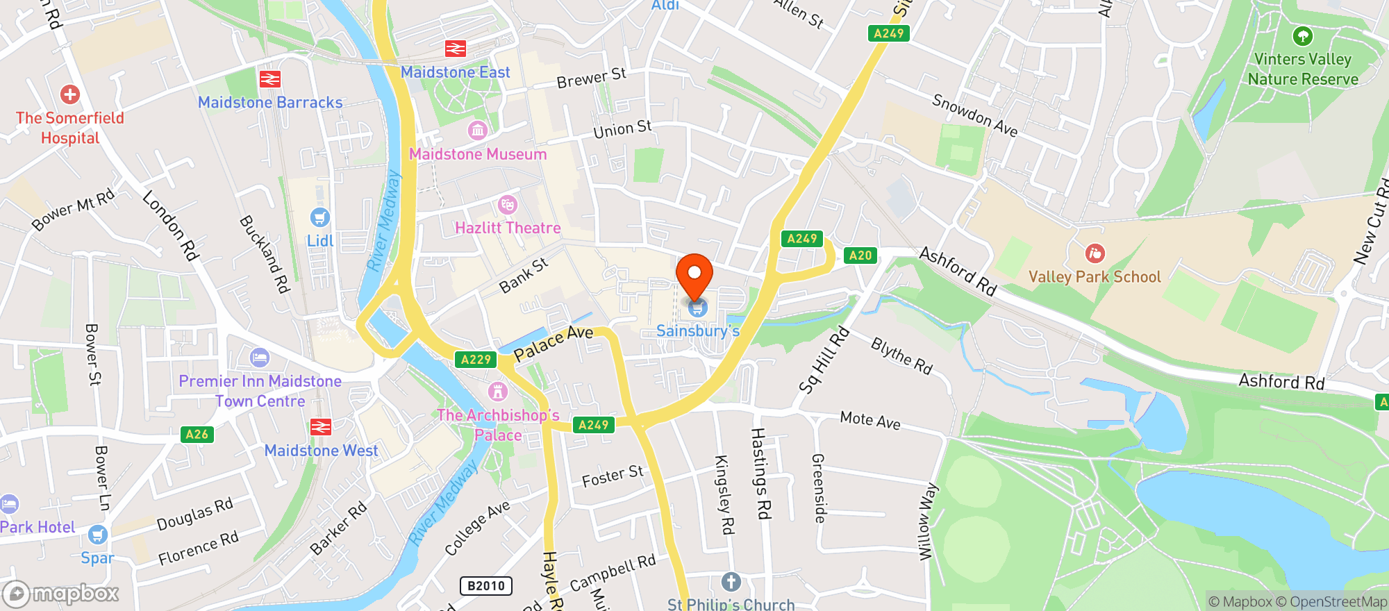 Map showing Sainsburys Maidstone