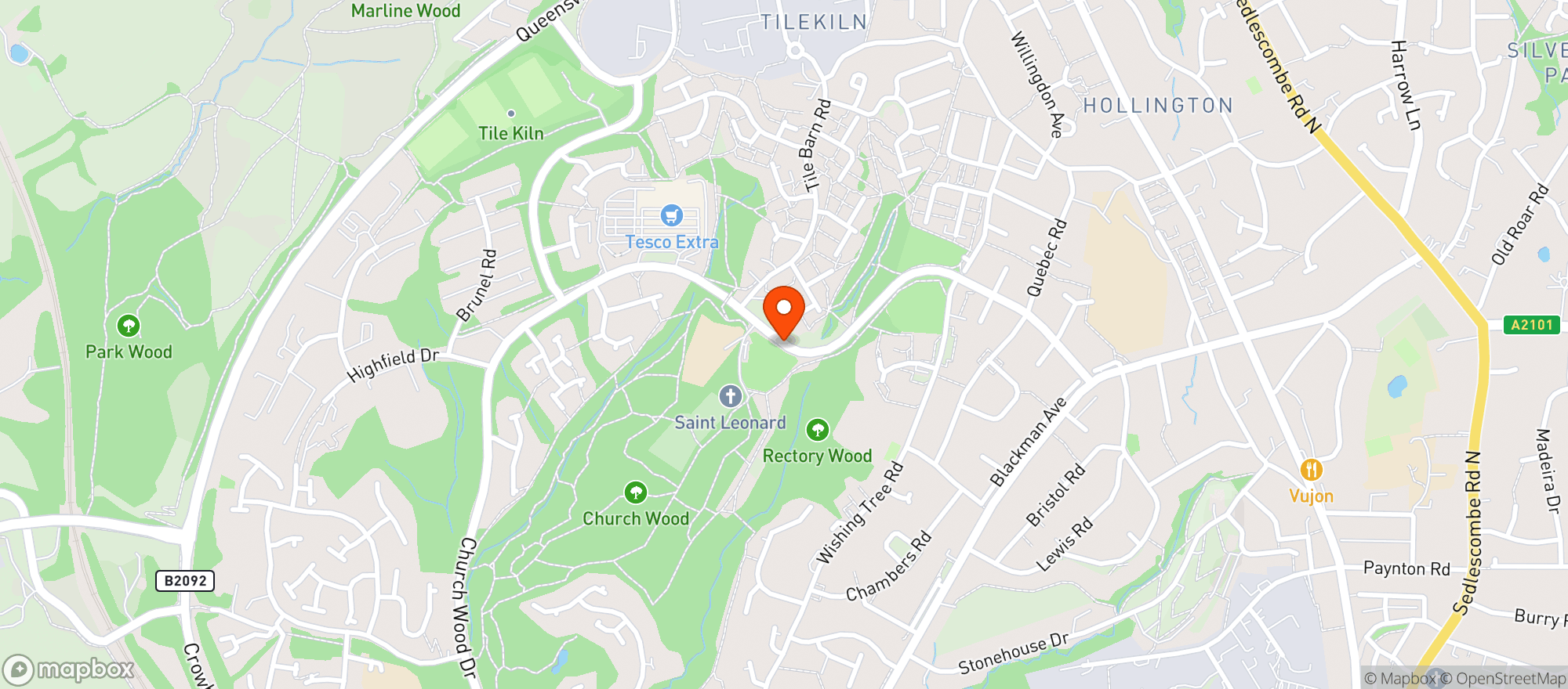 Map showing Tesco Extra Hastings