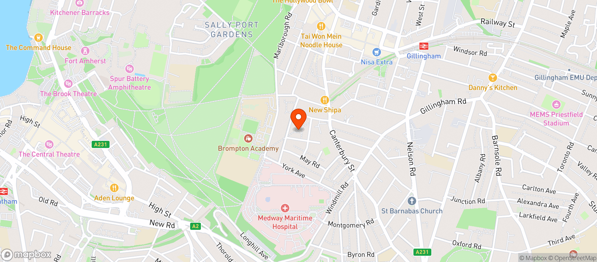 Map showing St Mary's Social Club ('the Irish Club')