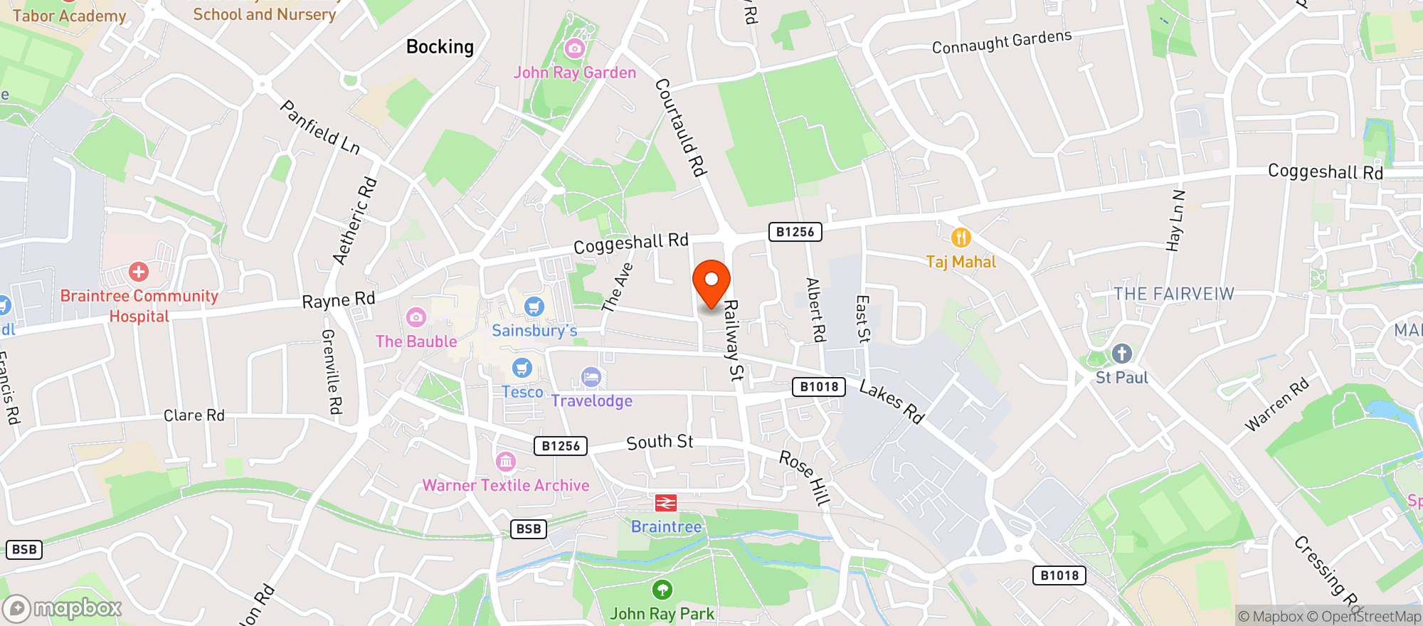 Map showing Majestic Braintree