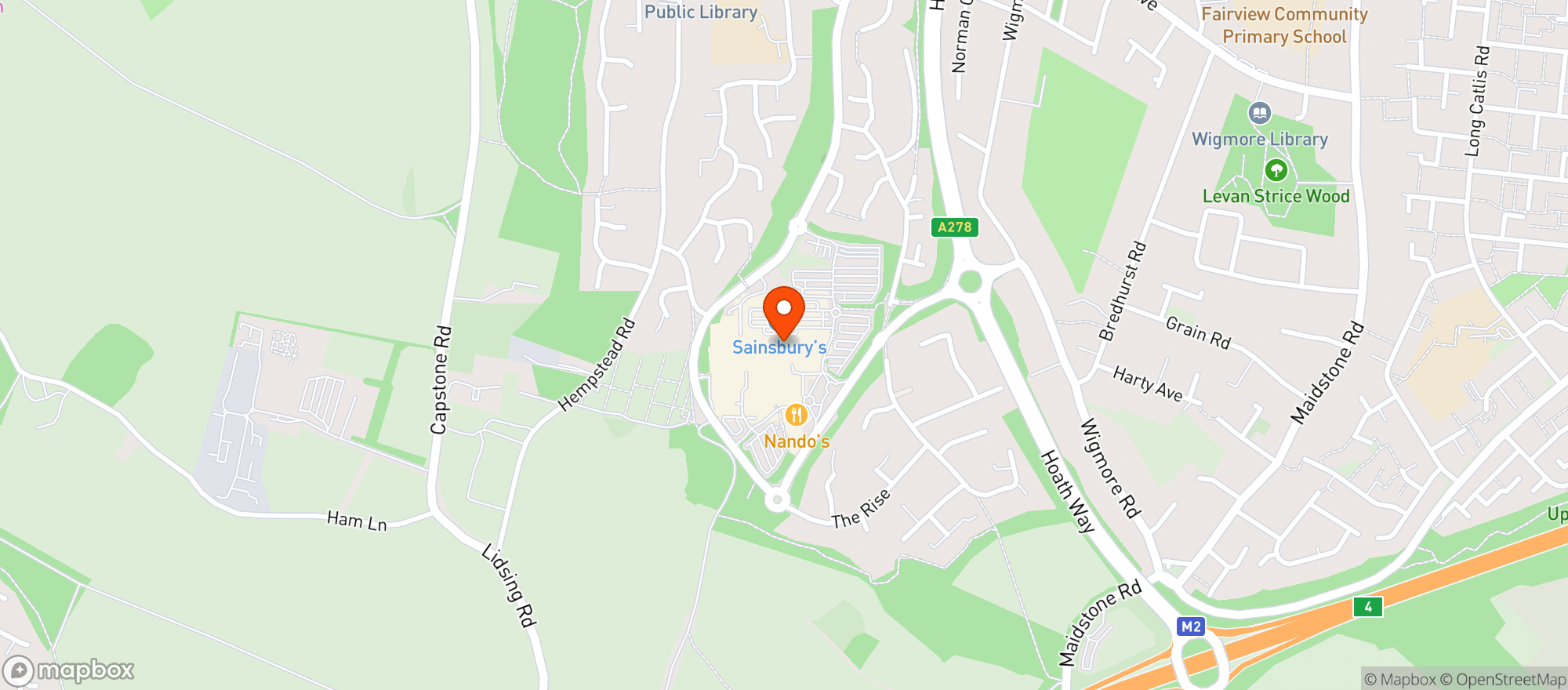 Map showing Sainsburys Hempstead Valley