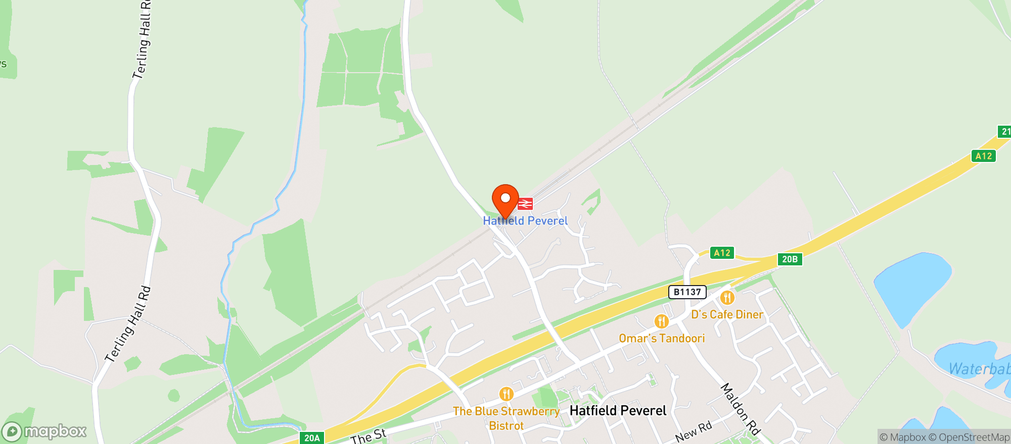 Map showing Hatfield Peverel Railway Station (hap)