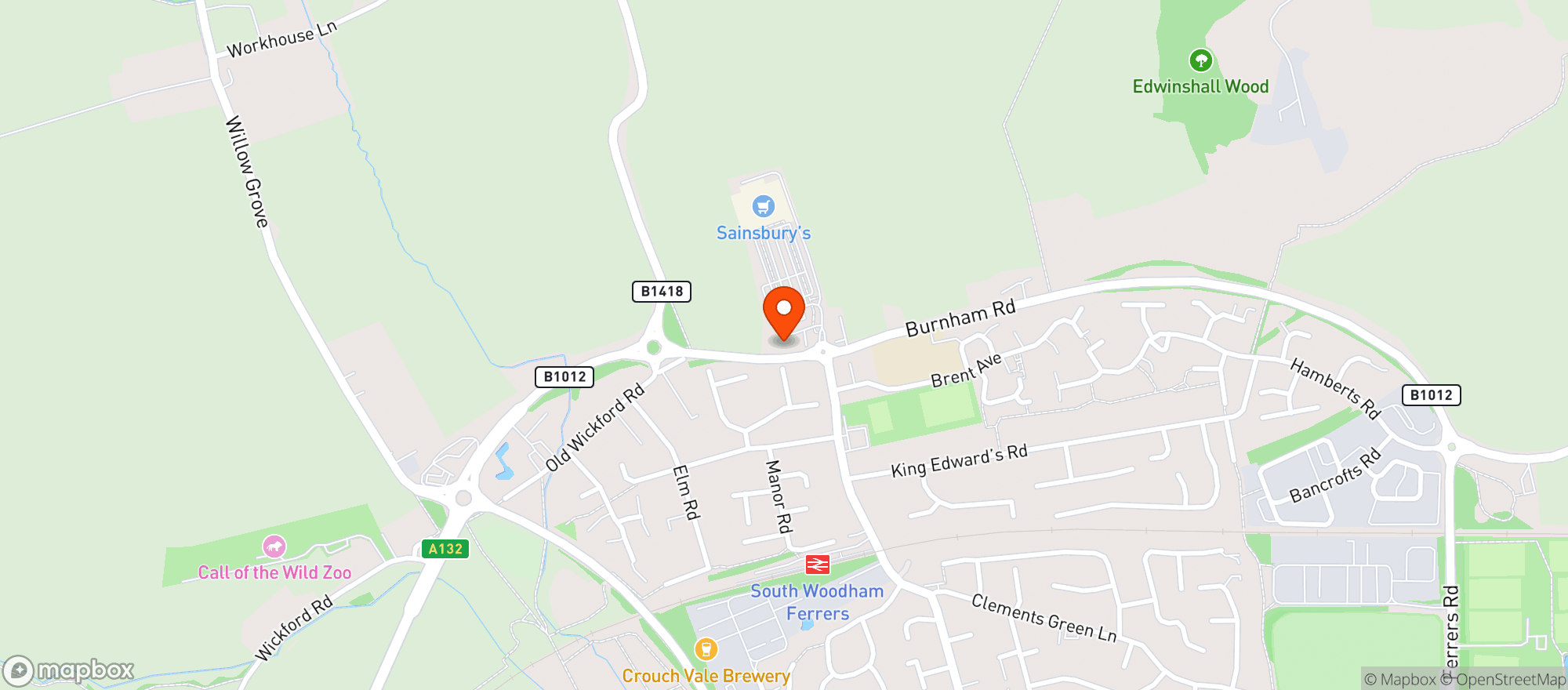 Map showing Sainsbury's South Woodham Ferrers