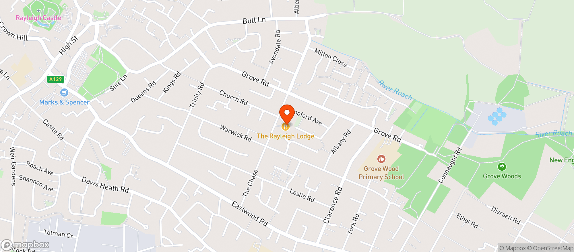 Map showing Rayleigh Lodge