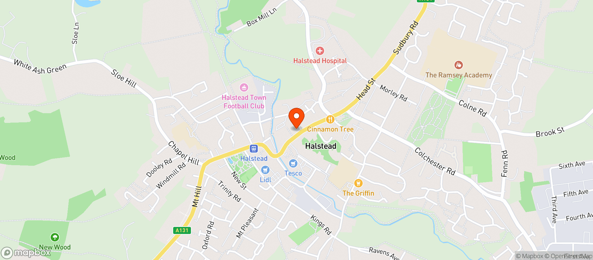 Map showing Sainsburys Halstead