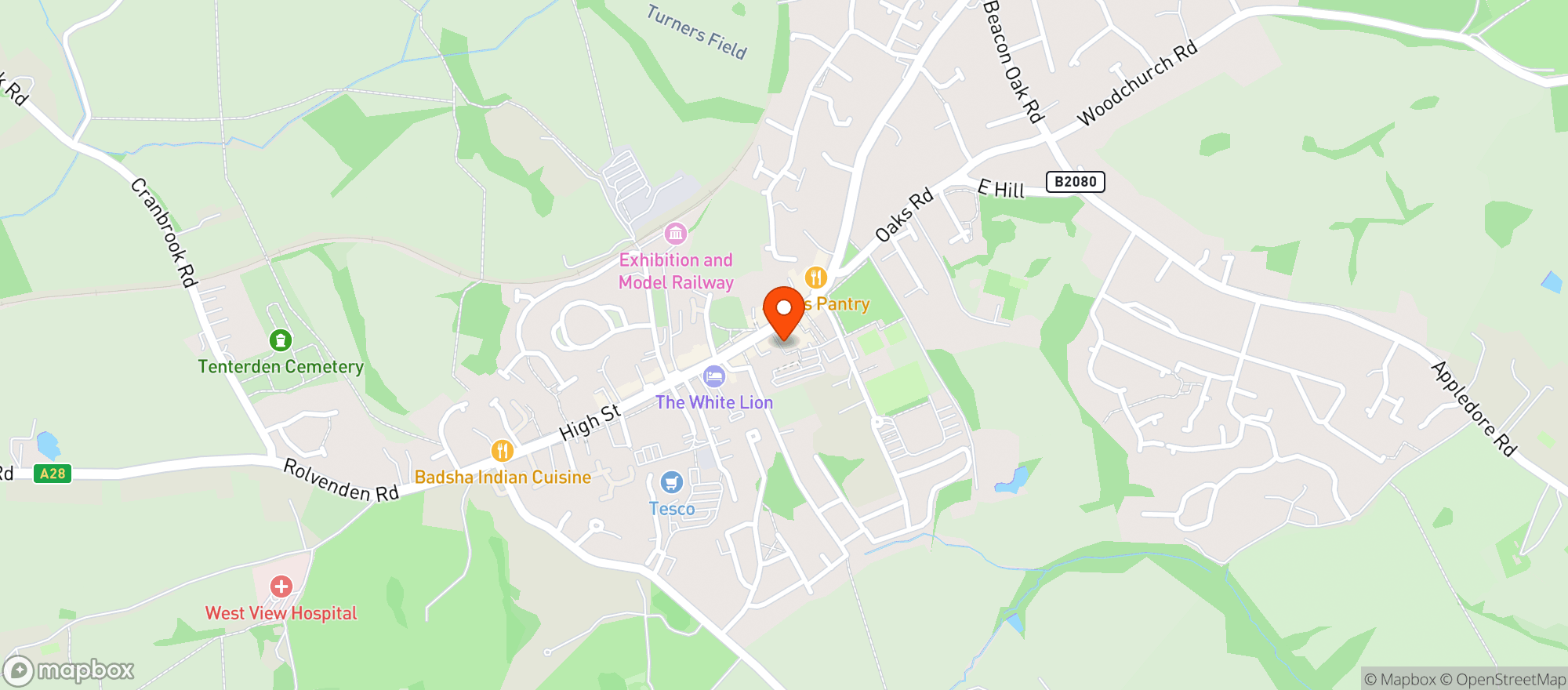 Map showing Waitrose Tenterden