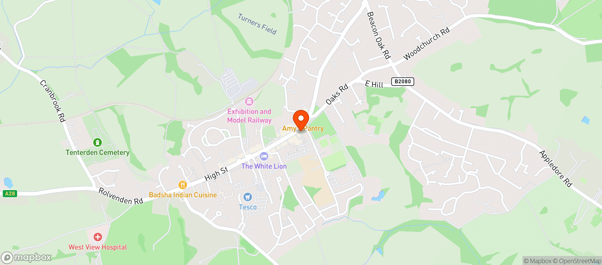 Map showing Majestic Tenterden