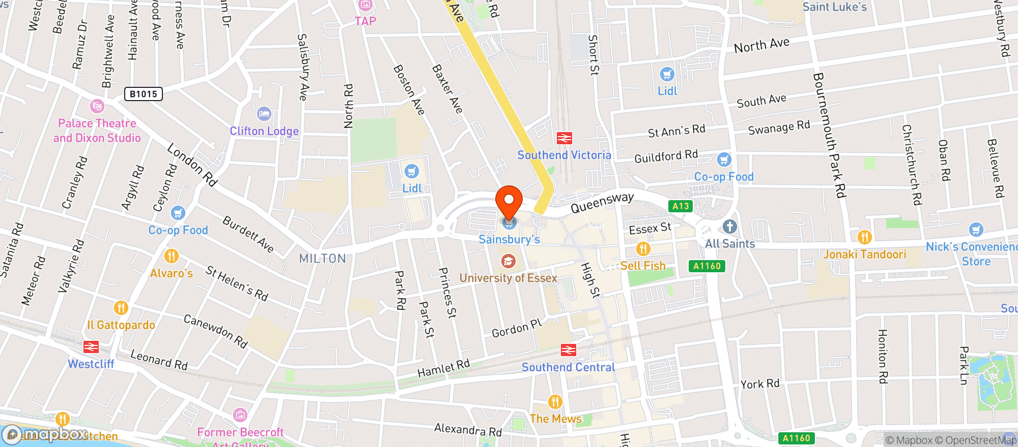 Map showing M&s