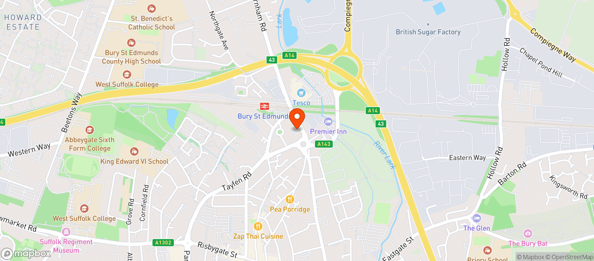 Map showing Majestic Bury St Edmunds