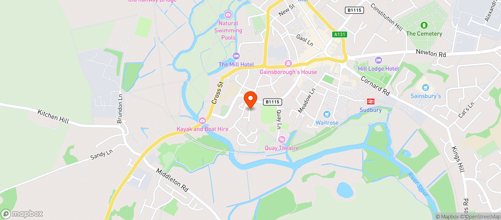Map showing Sainsburys Colchester