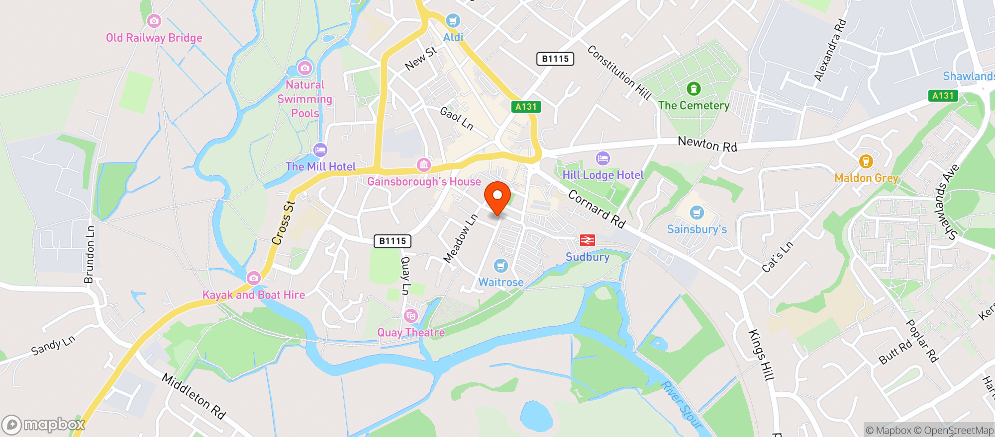 Map showing Waitrose Sudbury