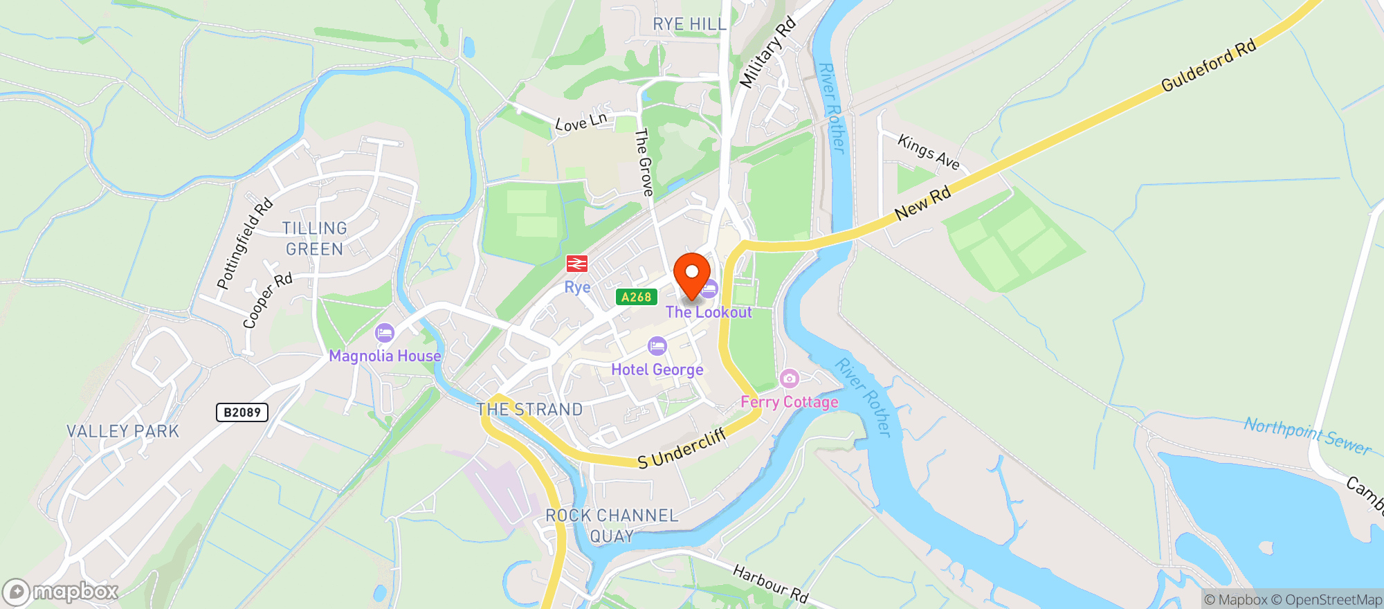 Map showing The Grapevine Jazz Bar Rye
