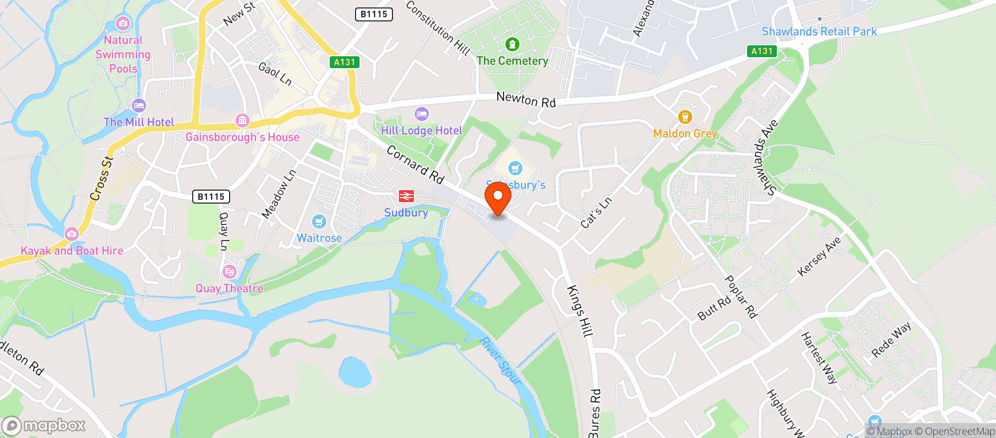 Map showing Sainsburys Sudbury