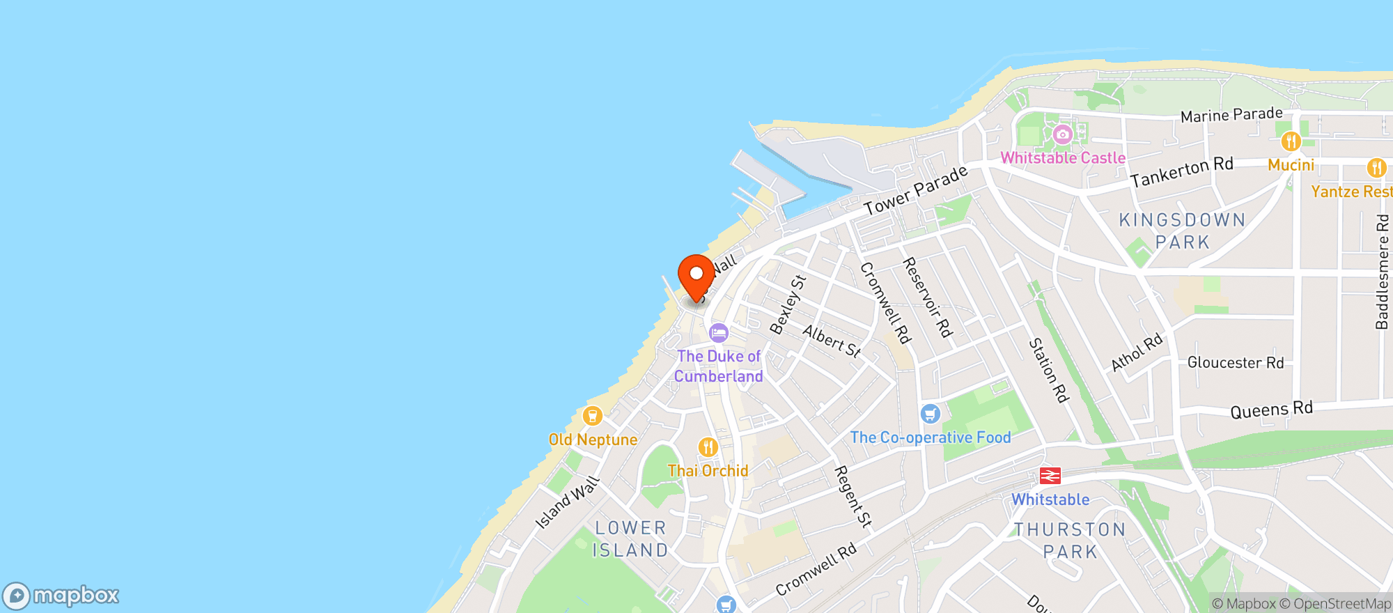 Map showing Whitstable Oyster Co