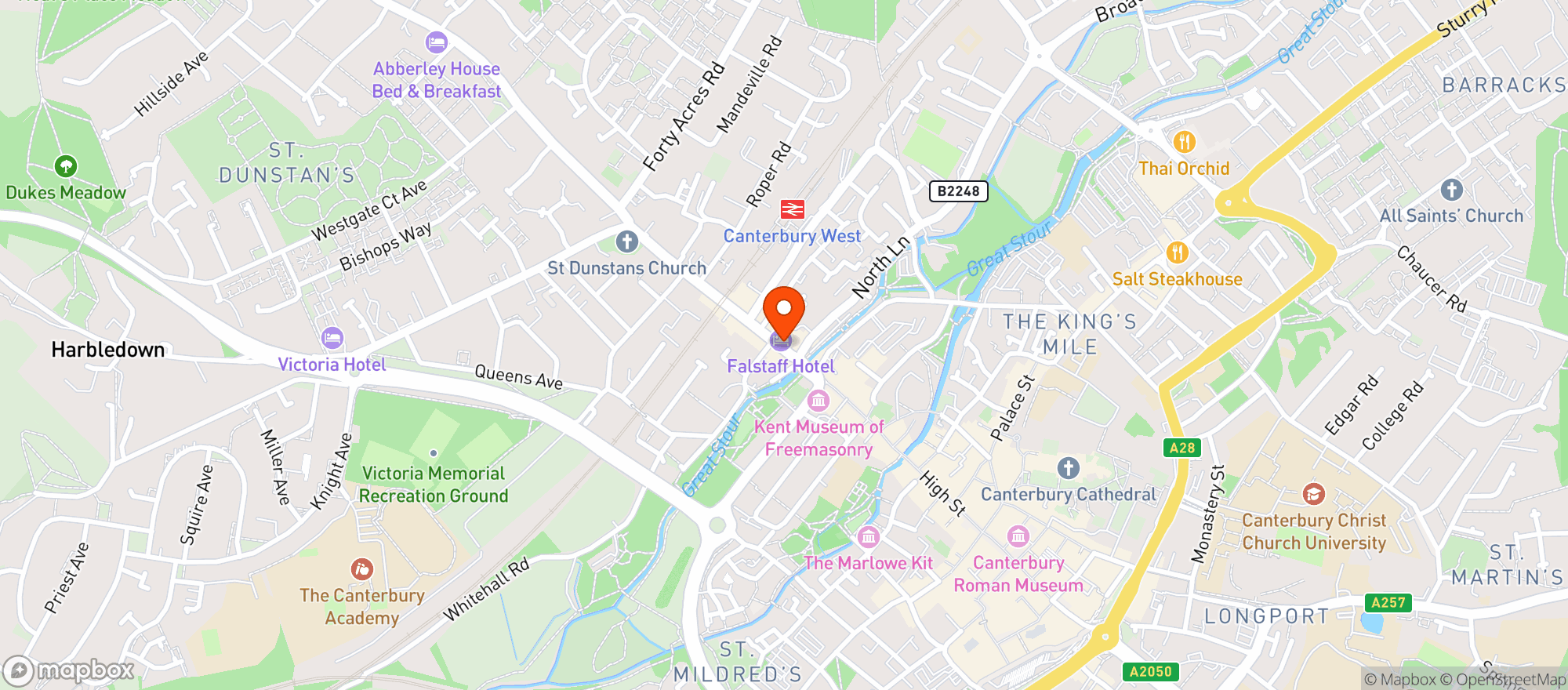 Map showing The Falstaff Hotel