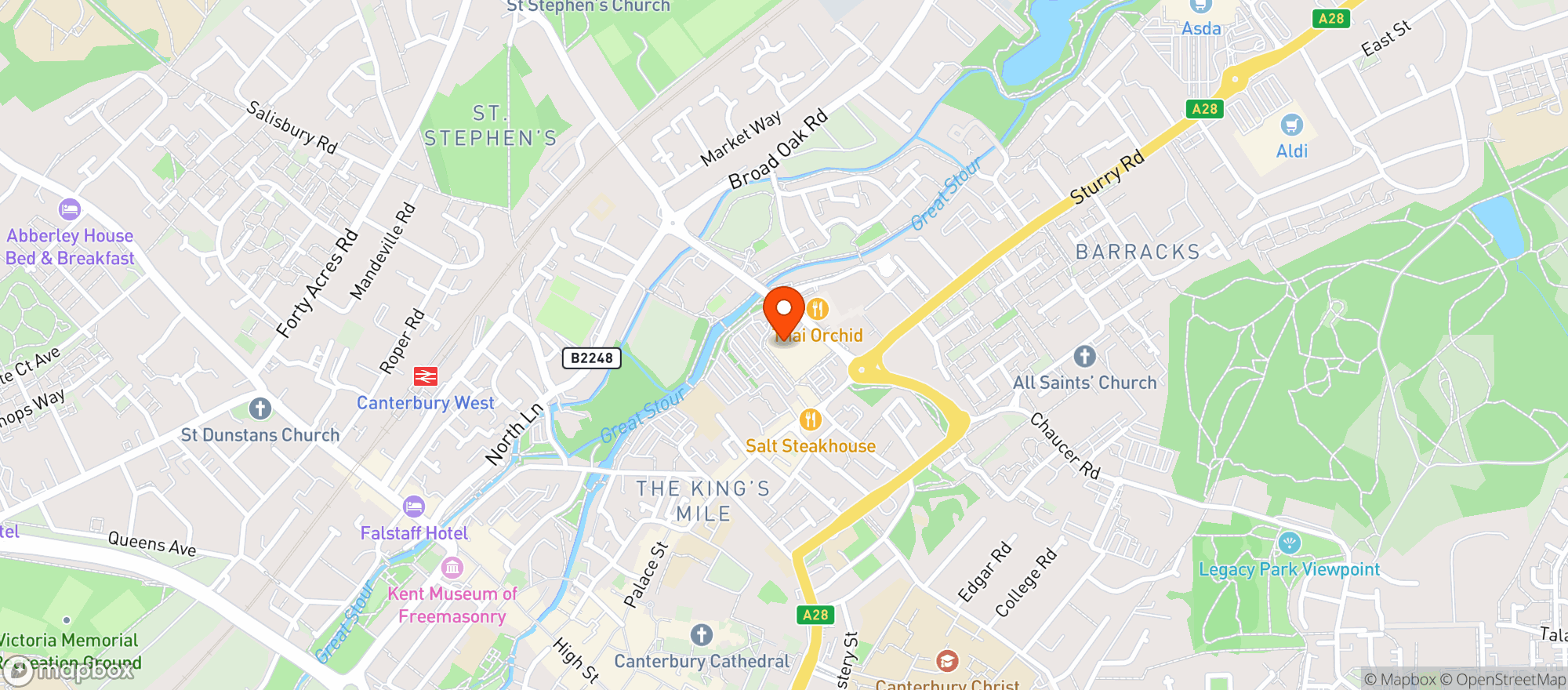 Map showing Sainsburys Canterbury