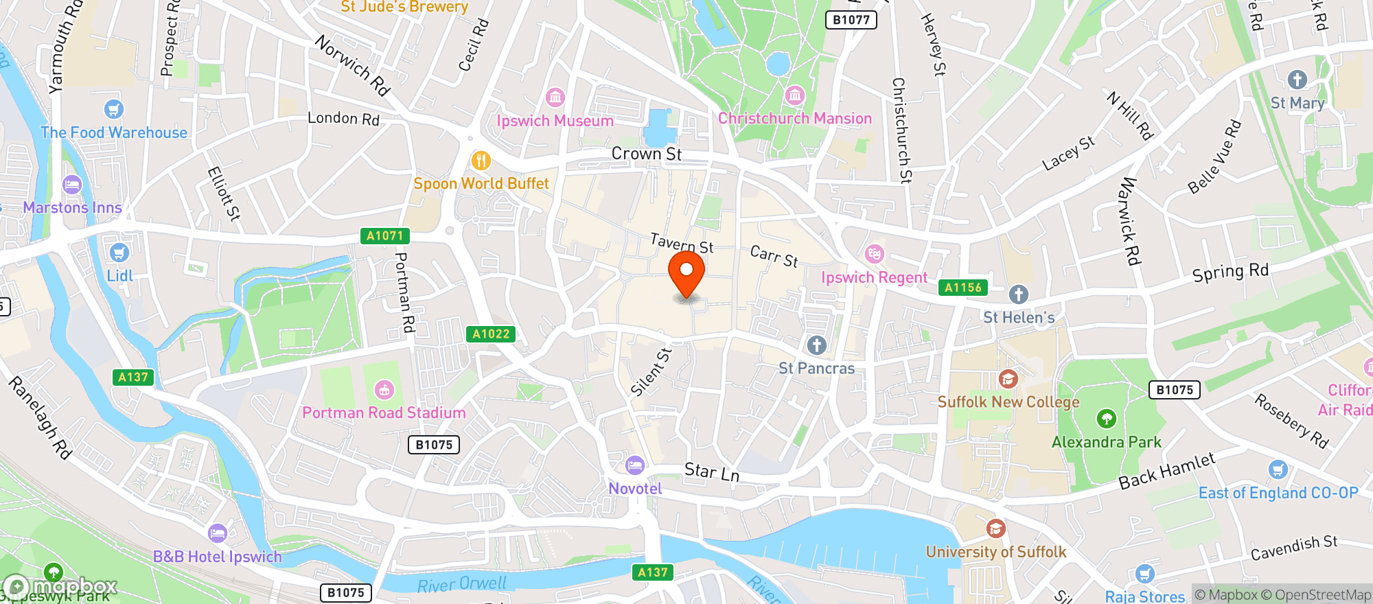 Map showing Boom Battle Bar Ipswich