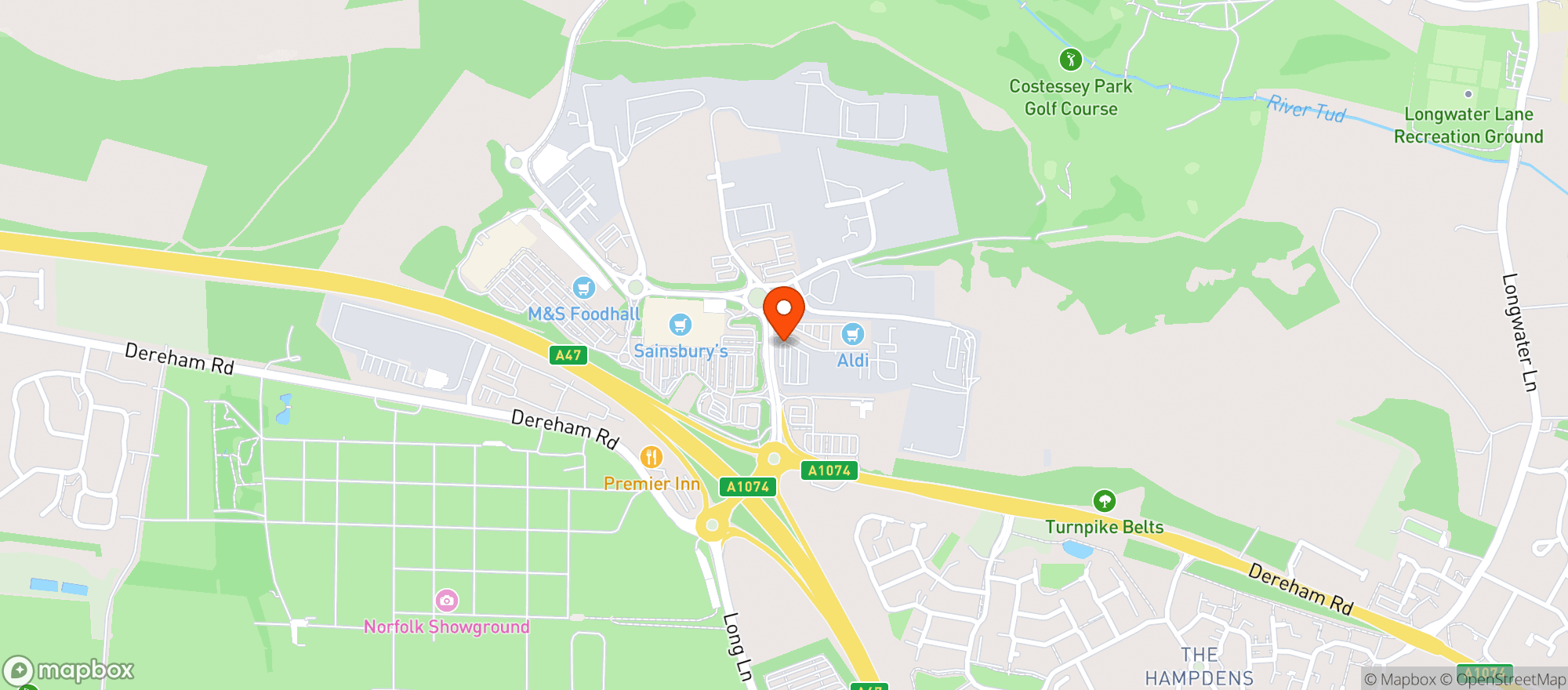 Map showing Sainsburys Longwater