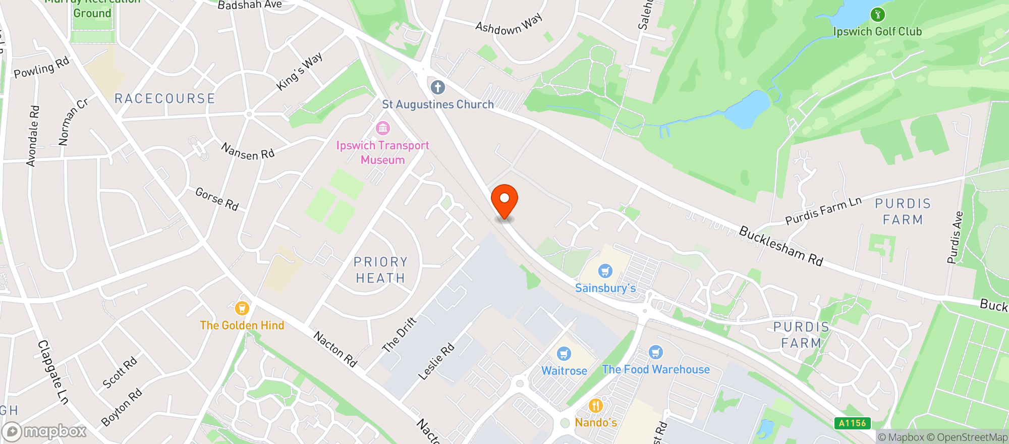 Map showing Sainsburys Warren Heath
