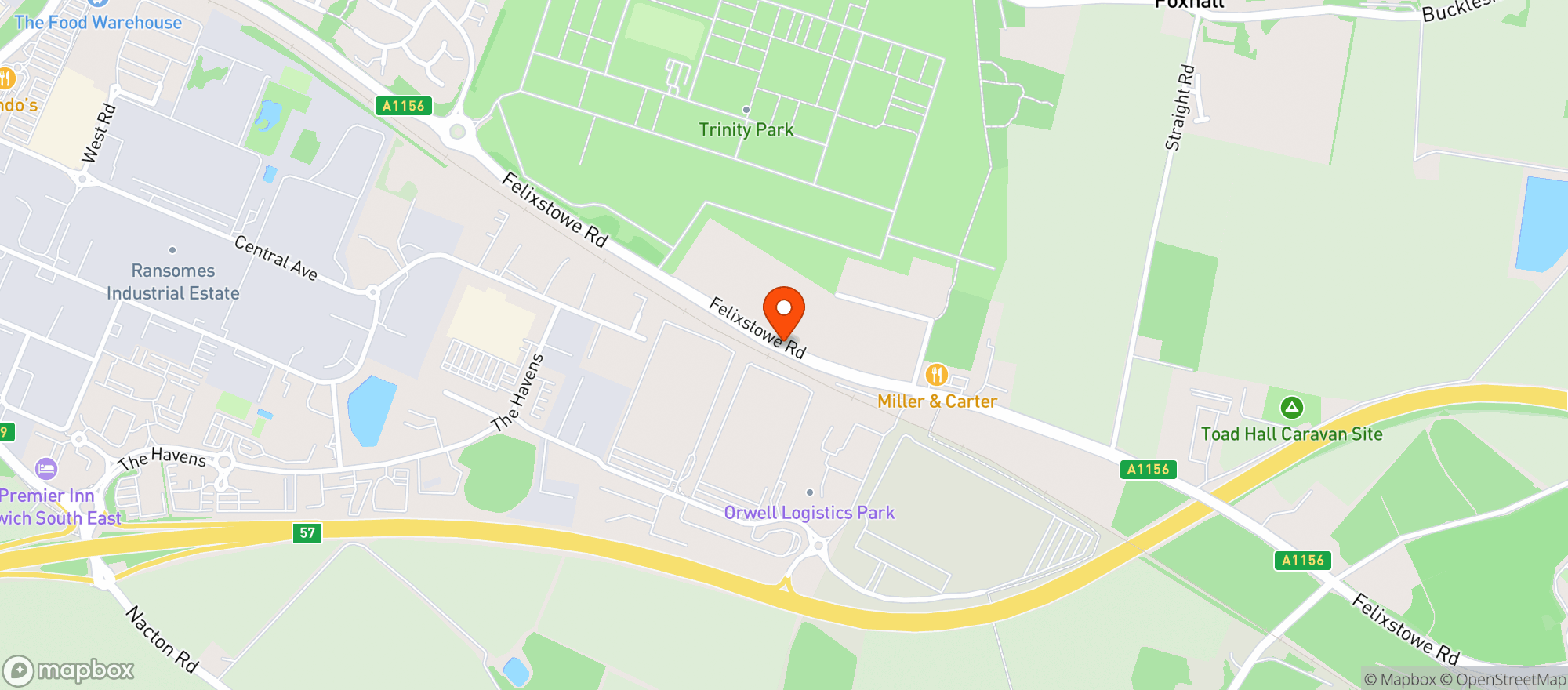 Map showing Miller & Carter - Ipswich
