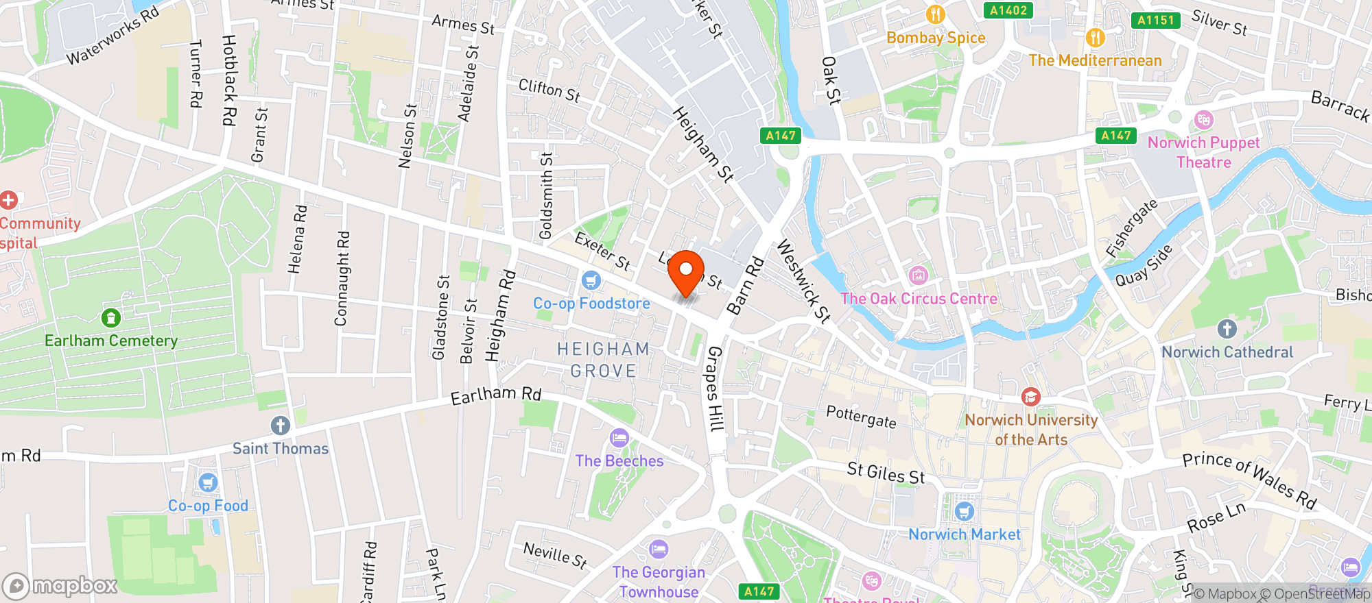 Map showing Majestic Norwich
