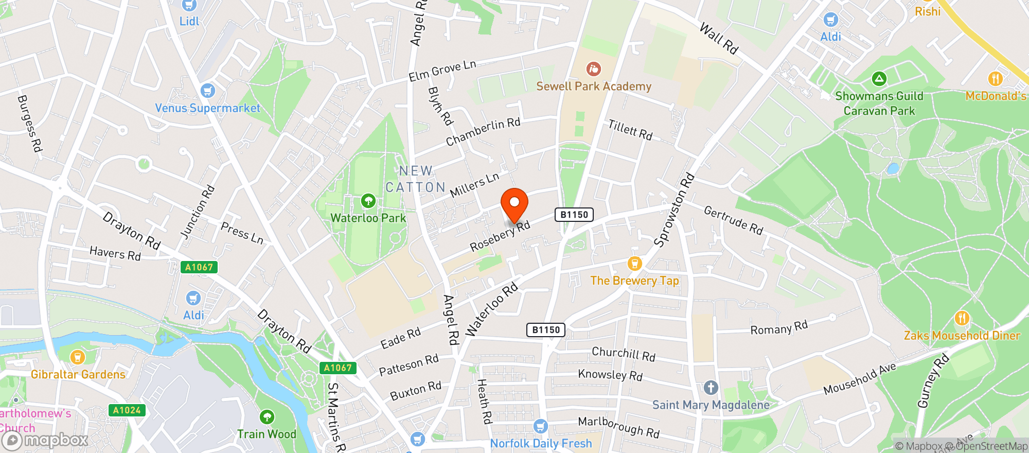Map showing The Rosebery