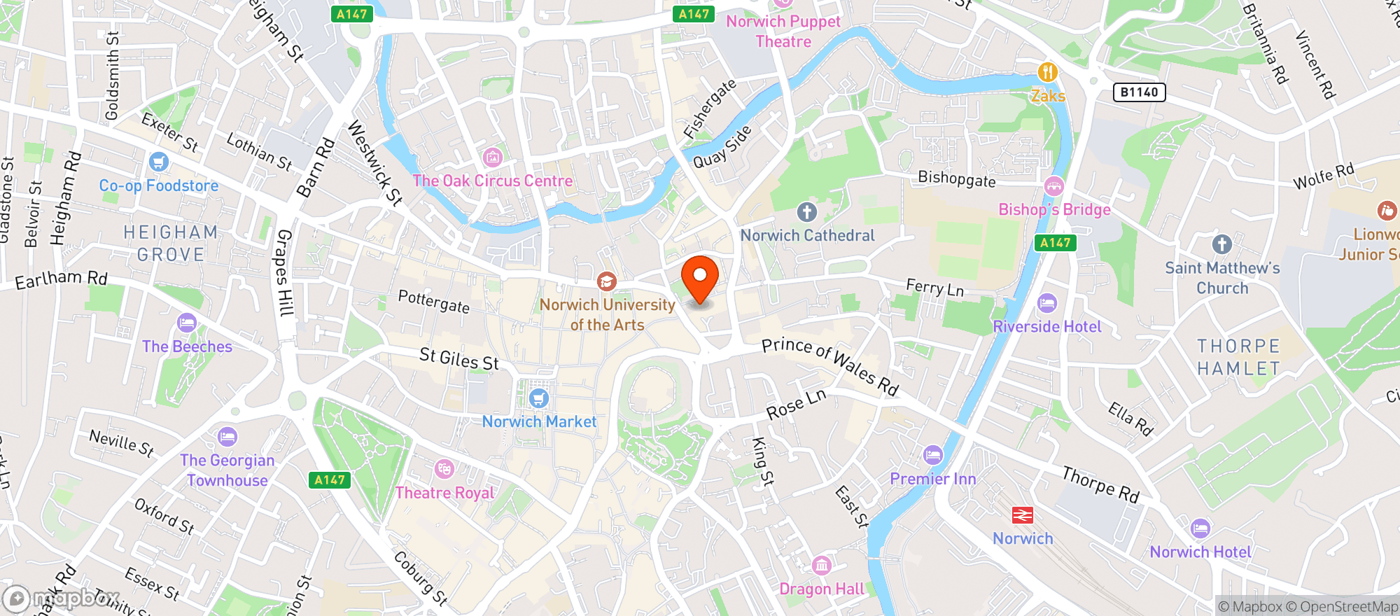Map showing BrewDog Norwich