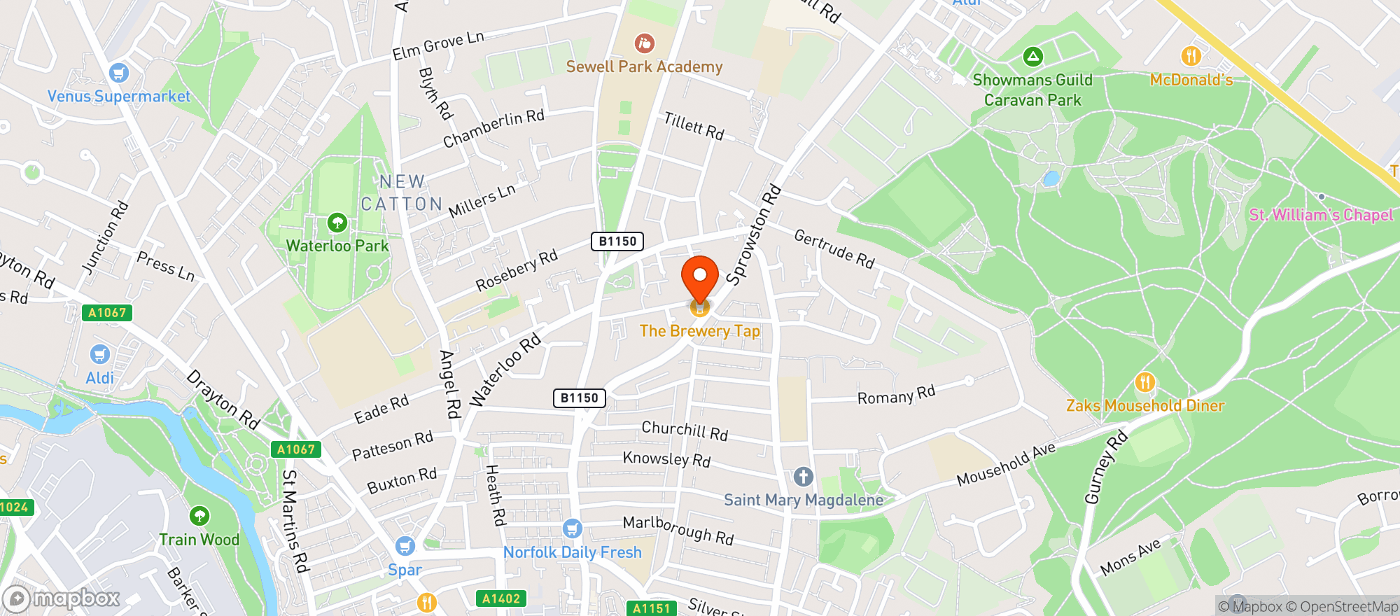 Map showing The Brewery Tap