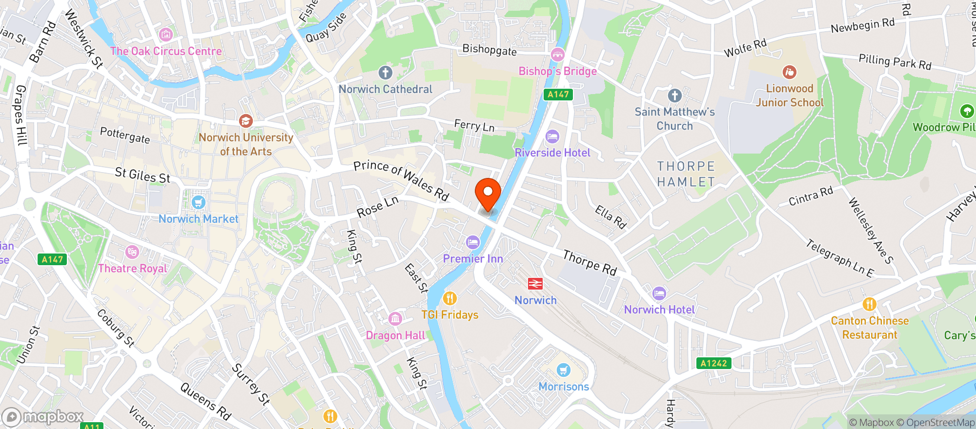 Map showing Compleat Angler (norwich)