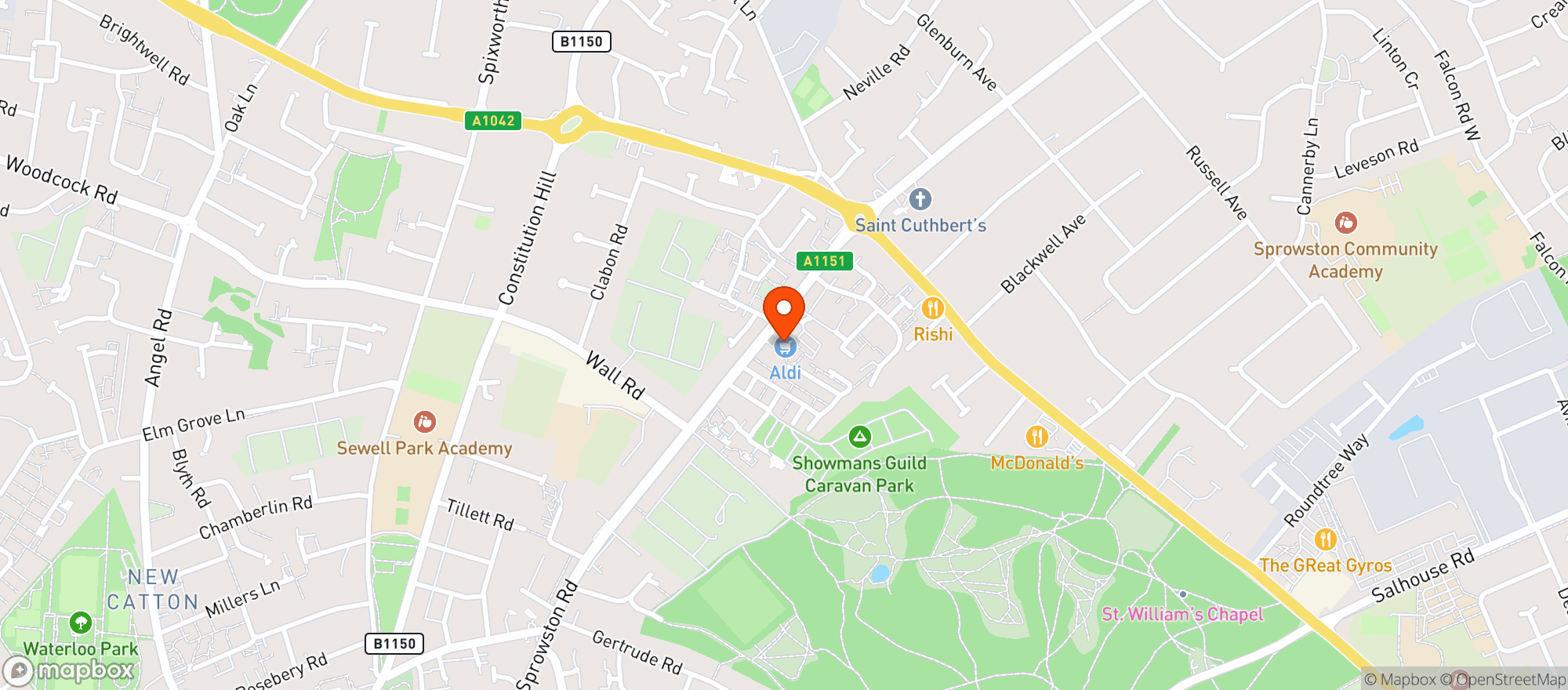 Map showing Aldi