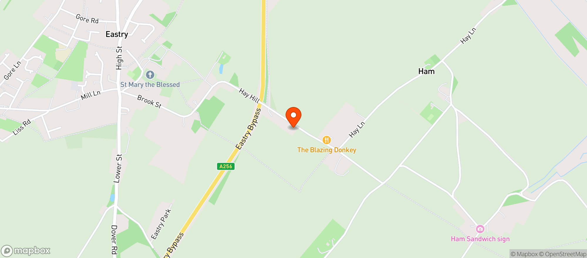 Map showing The Blazing Donkey